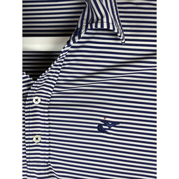 Ralph Lauren X Shirt Mens Large Striped Polo Preppy Short Sleeve Blue White - Picture 4 of 7
